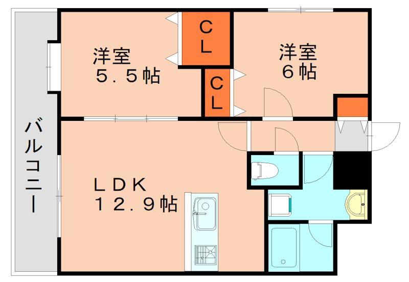 カーサ・アヴィエント(2LDK/3階)の間取り写真