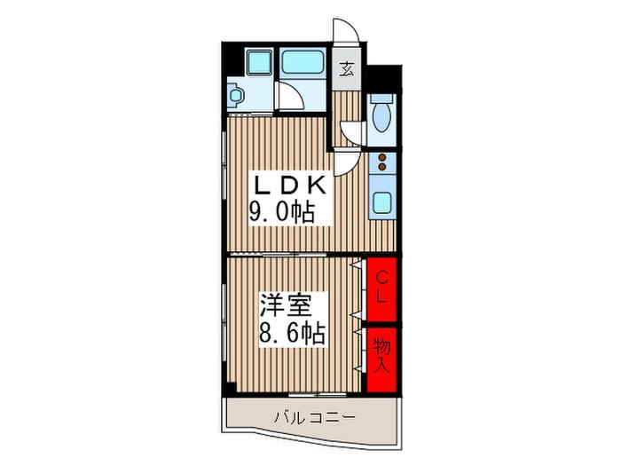 リベルテ東川口(1LDK/6階)の間取り写真