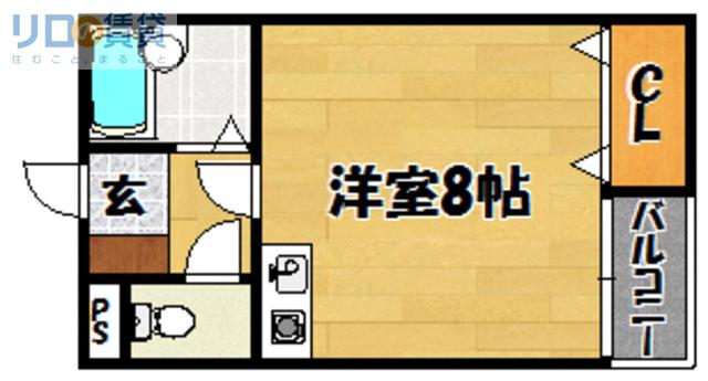 エコーハイツIII(ワンルーム/2階)の間取り写真