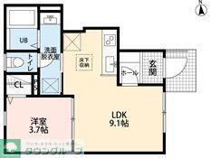 リーブルファイン船橋芝山(1LDK/1階)の間取り写真