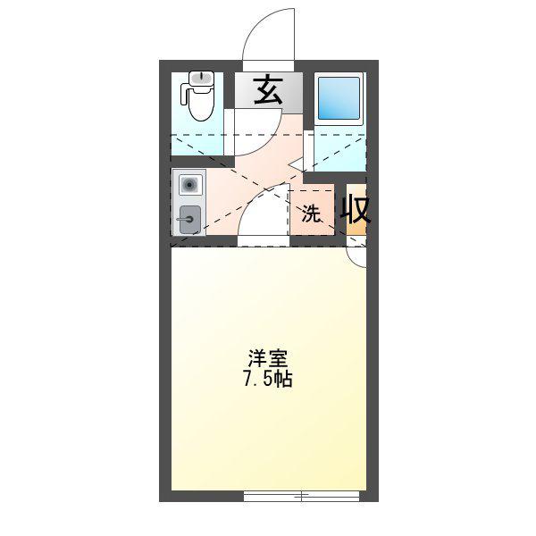 コスモスI(1K/2階)の間取り写真