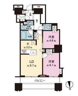TOMIHISA CROSS コンフォートタワー(2LDK/24階)の間取り写真