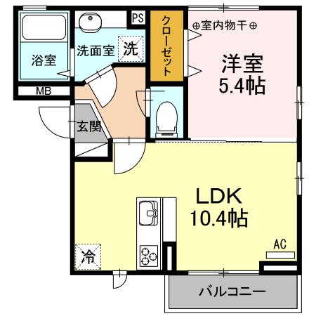 コーポ和(1LDK/2階)の間取り写真
