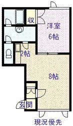ハイエスト6条(1DK/1階)の間取り写真
