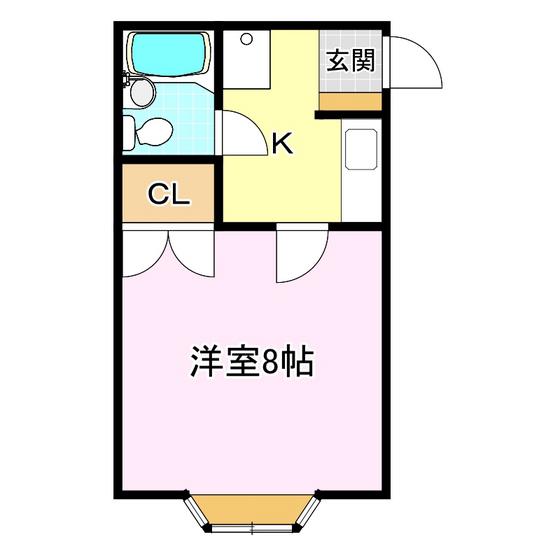 サンライズ赤木(1K/2階)の間取り写真