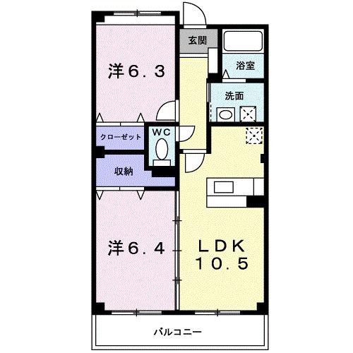 アンダンテ(2LDK/2階)の間取り写真