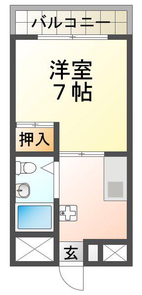 奥の池ハイム(1K/2階)の間取り写真