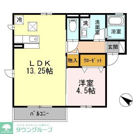 エスポワールA(1LDK/1階)の間取り写真