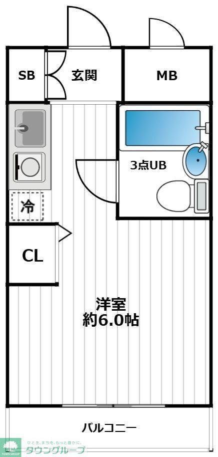 ウィンベルソロ川越第6(ワンルーム/1階)の間取り写真