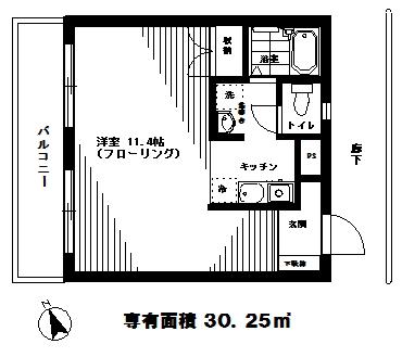 メゾンド佐賀(1K/5階)の間取り写真