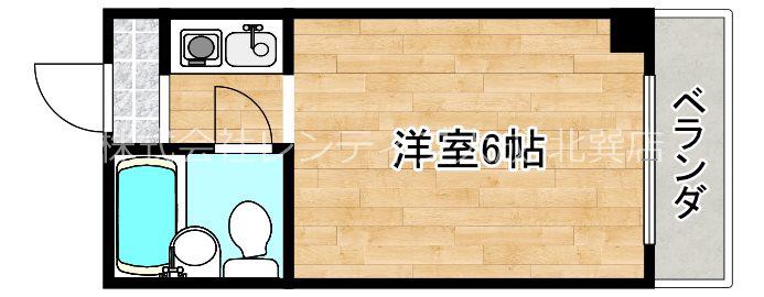 レジデンスピロー(1K/4階)の間取り写真