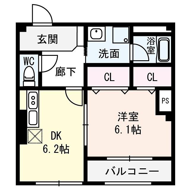 メゾンポルタ(1DK/3階)の間取り写真