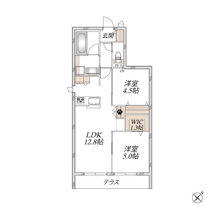 SANCTUARY GARDEN(2LDK/1階)の間取り写真