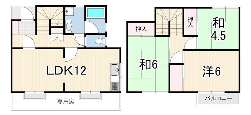 タウンハウス池上(3LDK/1階)の間取り写真