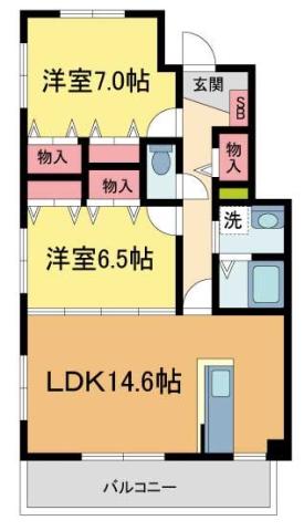リゾ宝塚(2LDK/2階)の間取り写真