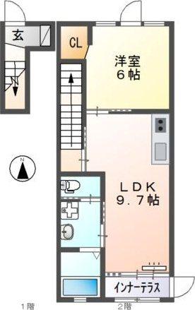 メゾンさくら(1LDK/2階)の間取り写真