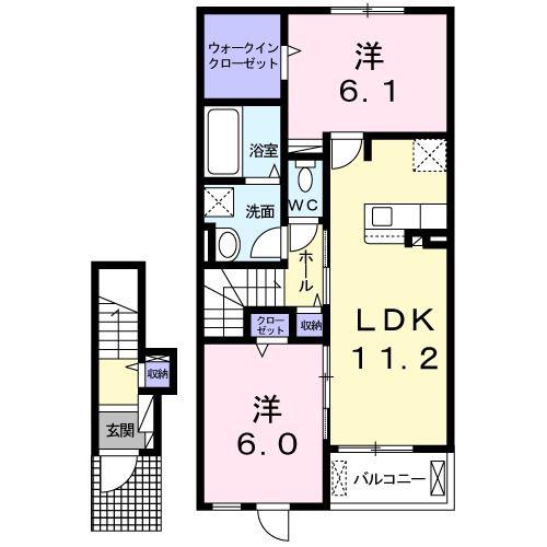 QUEENS.K I(2LDK/2階)の間取り写真