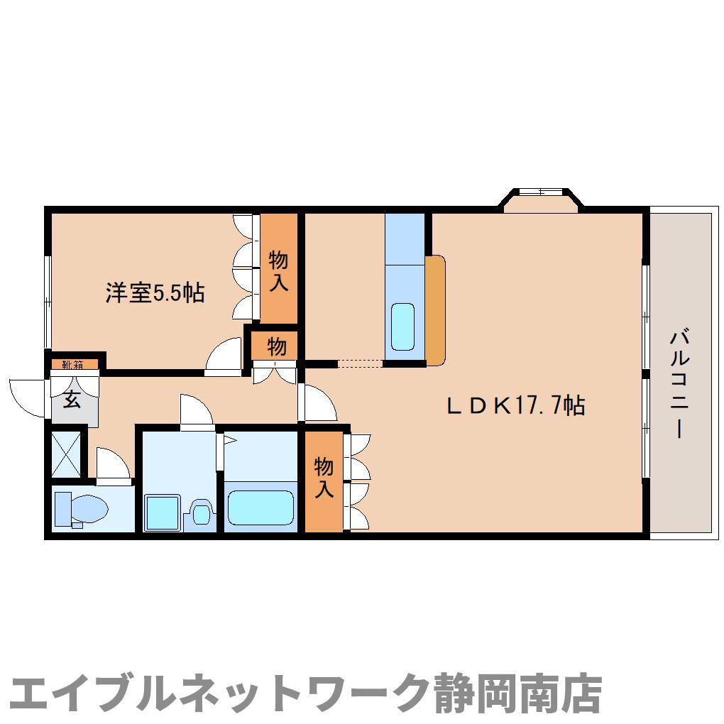 静岡鉄道静岡清水線 春日町駅 徒歩58分 2階建 築17年(1LDK/1階)の間取り写真