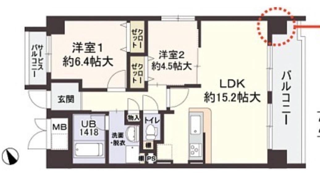 ソレイユ宮前(2LDK/3階)の間取り写真