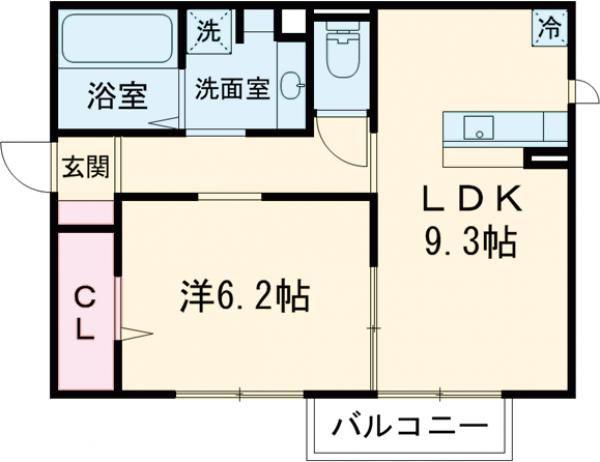 ピラール清水(1LDK/2階)の間取り写真