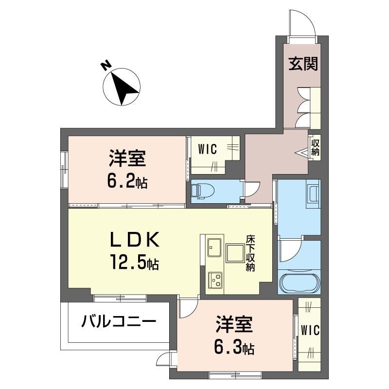 ディアコート T(2LDK/1階)の間取り写真