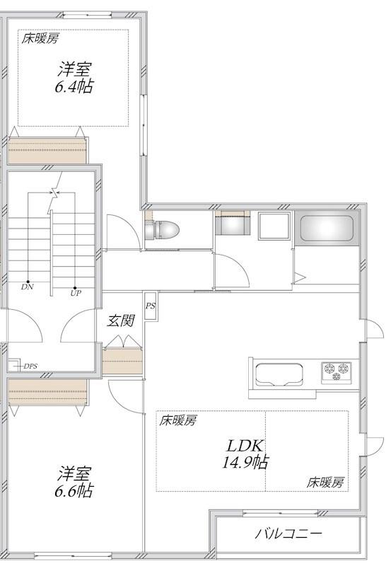 ユリガーデン(2LDK/2階)の間取り写真