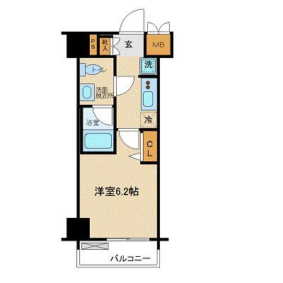 プレールドゥーク早稲田II(1K/6階)の間取り写真