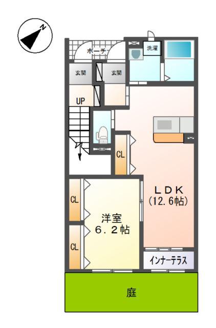 プランドール仙石原(1LDK/1階)の間取り写真