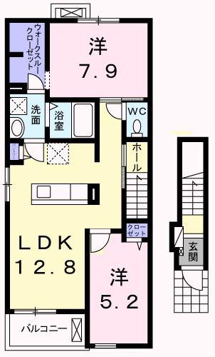 ルミエールII(2LDK/2階)の間取り写真