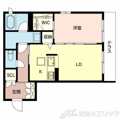 FELISEED PRUGNA(1LDK/1階)の間取り写真