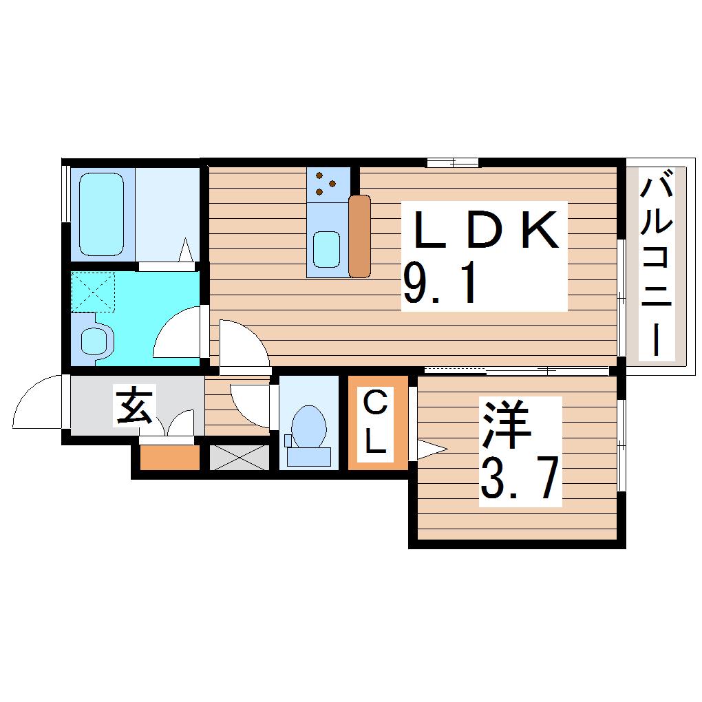 セントレ富沢 II(1LDK/1階)の間取り写真