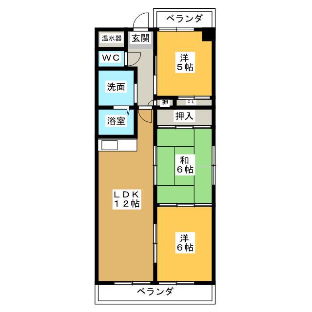 ボヌール(3LDK/9階)の間取り写真
