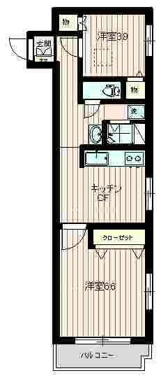 ソレイユ(2DK/4階)の間取り写真