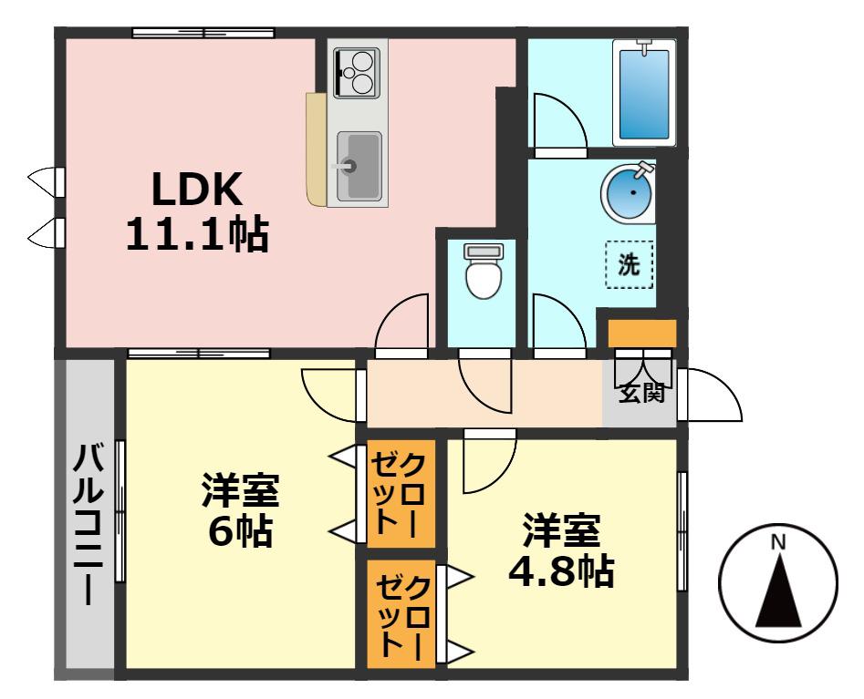 プレシャス・ハートランド小岩(2LDK/3階)の間取り写真