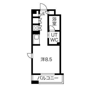 白川公園パークマンション(1K/3階)の間取り写真