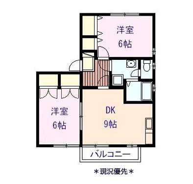 エバンスタウンコスモA(2DK/1階)の間取り写真