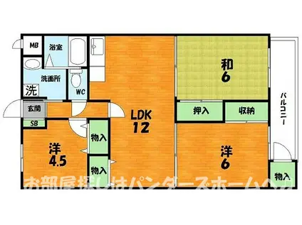 リバティー交北II(3LDK/1階)の間取り写真