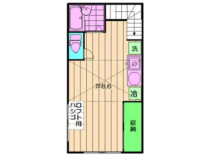 辰巳ハウス(ワンルーム/2階)の間取り写真