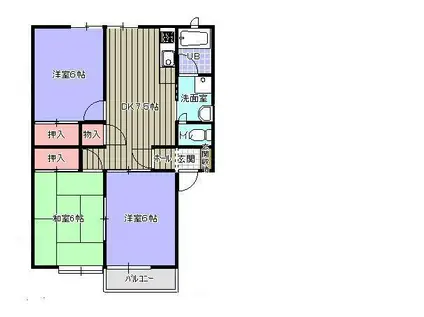 イーストヴィレッジA(3DK/1階)の間取り写真