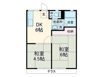 渡辺ハイツB(2DK/1階)の間取り写真