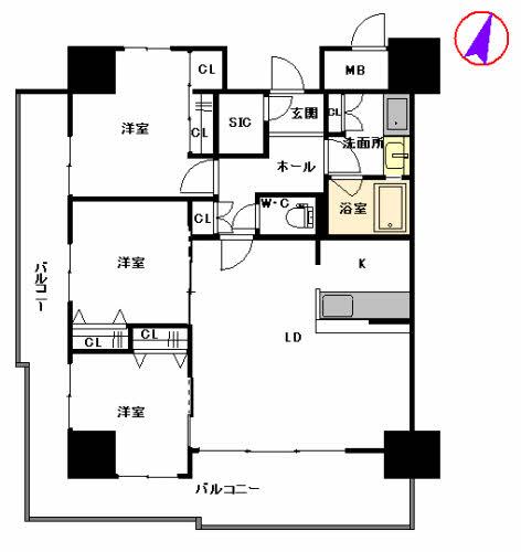 プライムメゾン セントラルパーク(3LDK/5階)の間取り写真