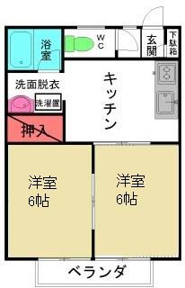 DI荒井(2DK/2階)の間取り写真