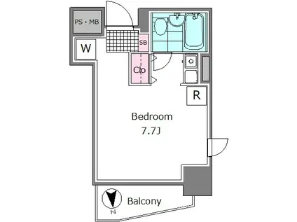 エスコート麻布十番(ワンルーム/7階)の間取り写真