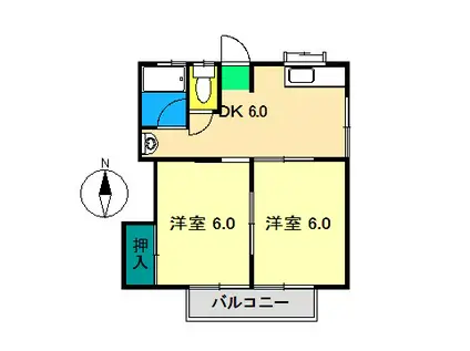 門田マンション(2DK/2階)の間取り写真