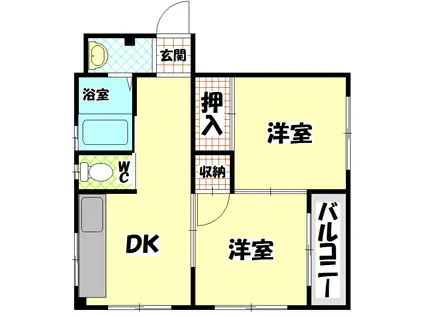 中井ビル(2DK/4階)の間取り写真