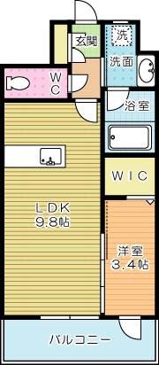 デザイナープリンセス旦過(1LDK/6階)の間取り写真