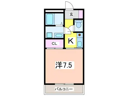 和光マンション(1K/3階)の間取り写真