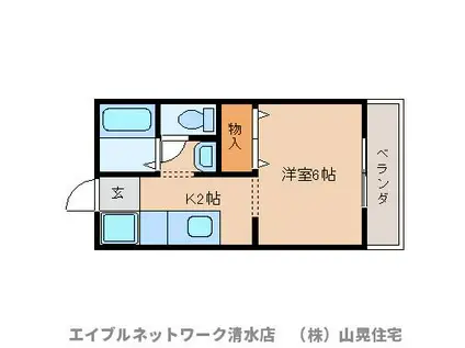 青葉パサール(1K/2階)の間取り写真