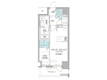 TENAS今池(1LDK/2階)の間取り写真