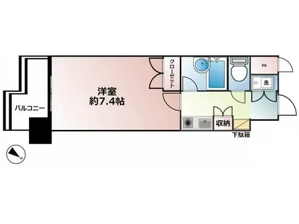 日興パレス長岡(1K/4階)の間取り写真